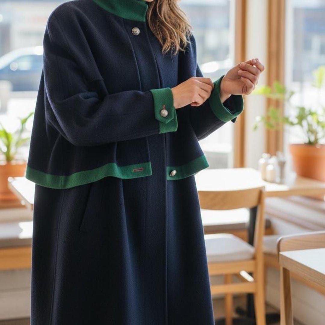 Vintage Loden Long Coat XXL Alpaca Wool Winter Overcoat, Bavarian