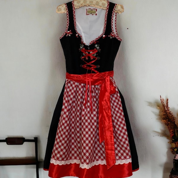 Vintage Dirndlkleid Frauen Folklore Kleid Dirndl Schürze Trachtenkleid