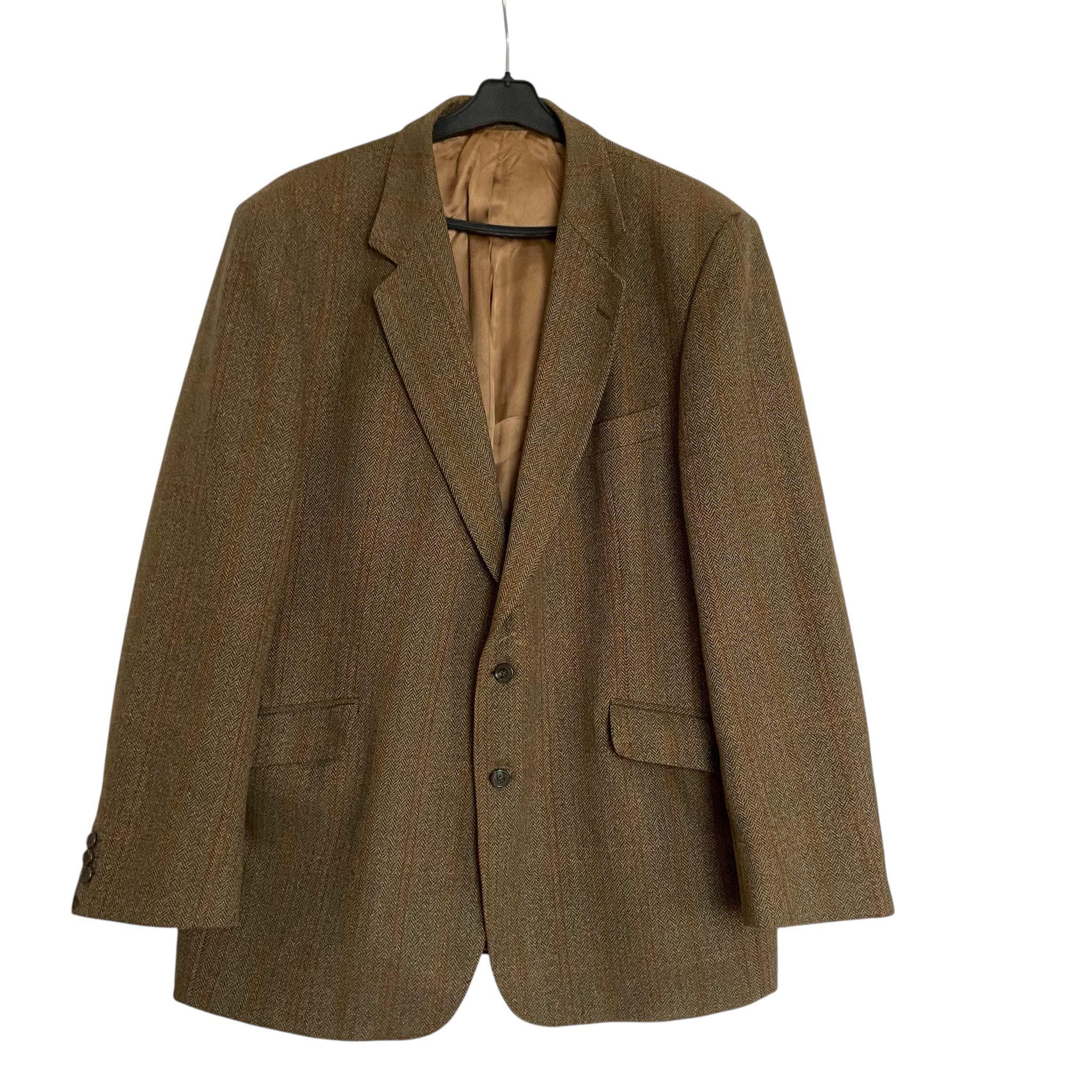 Vintage John G Hardy Tweed Jacket: XXL Brown Herringbone Wool