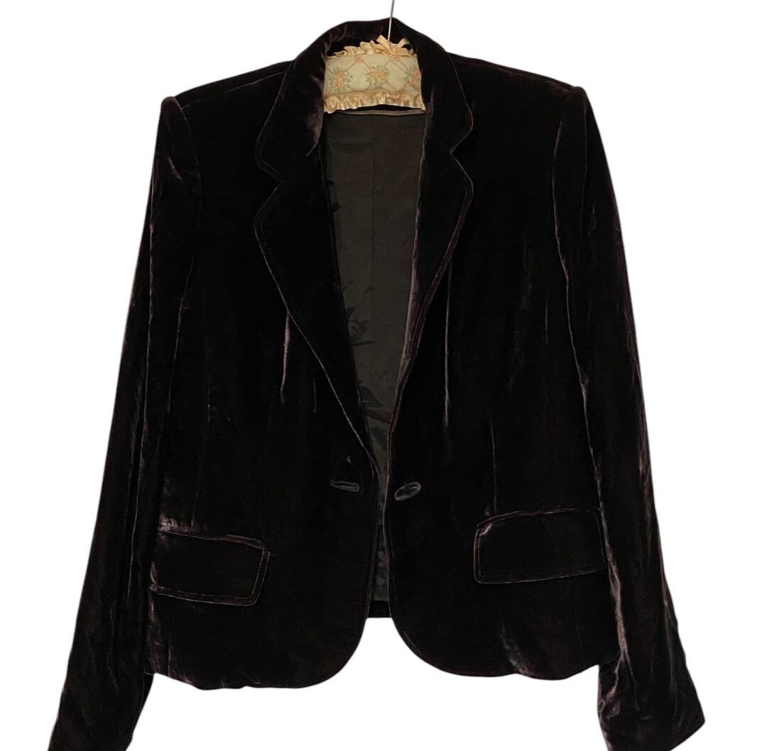 Vintage Brown Velvet Blazer Silk Velvet Blazer Women - Etsy