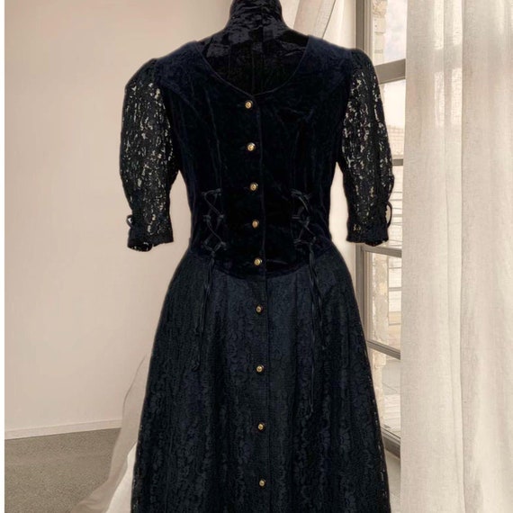 Vintage whimsigoth dress Black dirndl Trachten dr… - image 6