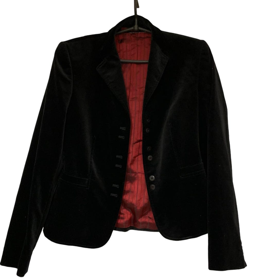 H Moser Vintage Black Quilted Velvet Blazer main image 1