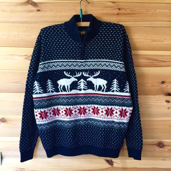 Vintaje Deer Sweater  Christmas grandpa sweater N… - image 3