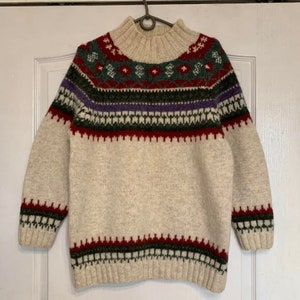 Vintage Wool Scandinavian Sweater: Chunky Knit S-M
