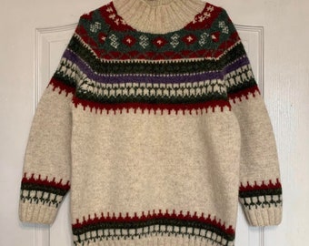 Vintage Wool Scandinavian Sweater: Chunky Knit S-M