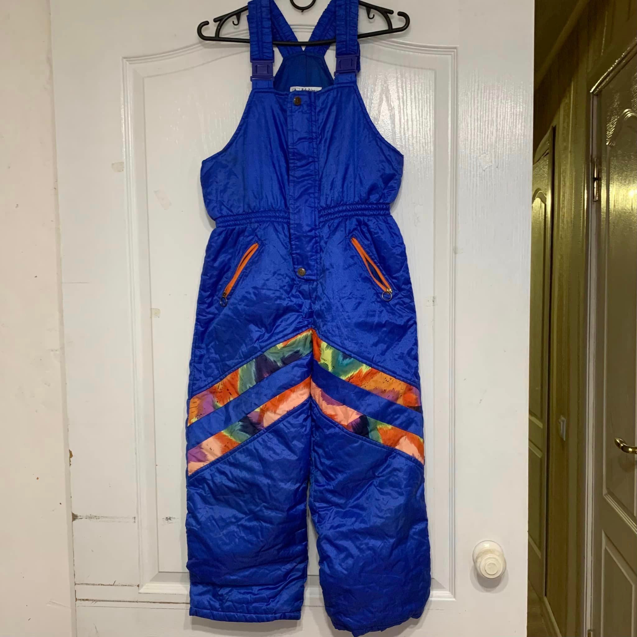 ヴィンテージネオンキッズスキースーツ：90年代ジュニアスノーパンツ