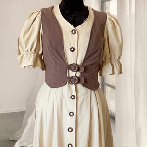 Dirndl dress vintage Linen dirndl dress Oktoberfest dress Trachten dress L