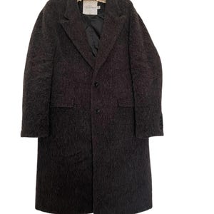 Vintage Alpaca coat men Wool coat men Chocolate brown coat