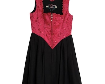 Vintage Pink Embroidered Dirndl Dress: Oktoberfest Trachten, EU 40