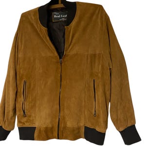 Vintage Suede bomber jacket Vera Pelle Copper brown bomber Leather bomber XL