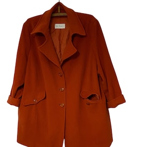 Vintage Italian Cashmere Wool Coat: Terracotta Swing Jacket Plus Size