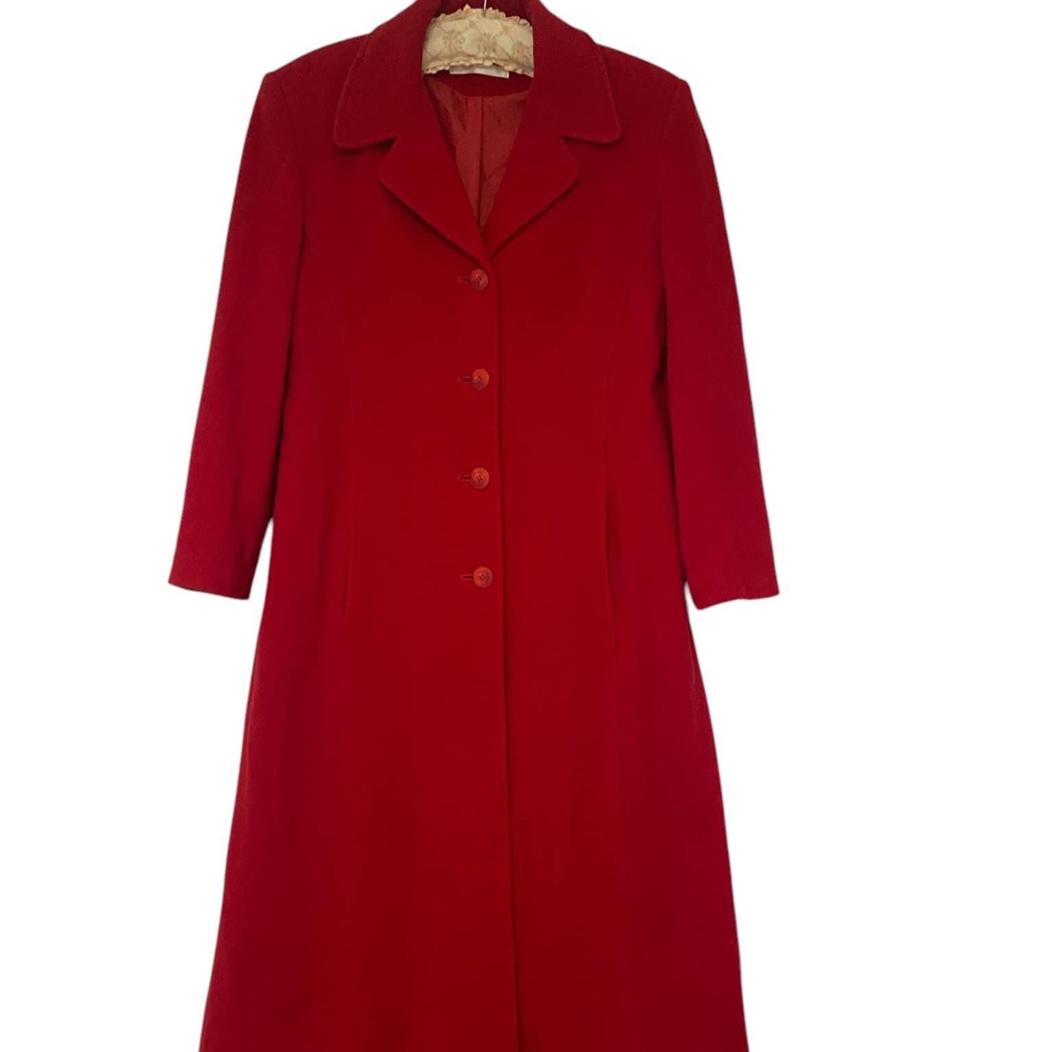Vintage Red Wool Swing Coat: 80s Fit & Flare, Size L - Etsy
