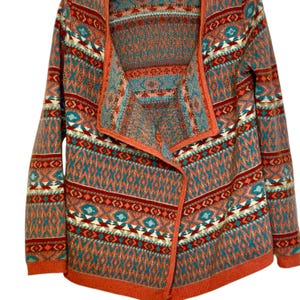Vintage colorful cardigan Wool cardigan 80s Geometric cardigan