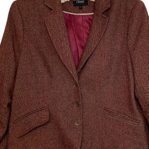 Vintage Brown Herringbone Tweed Blazer - Women&#39;s XL with Elbow Patches