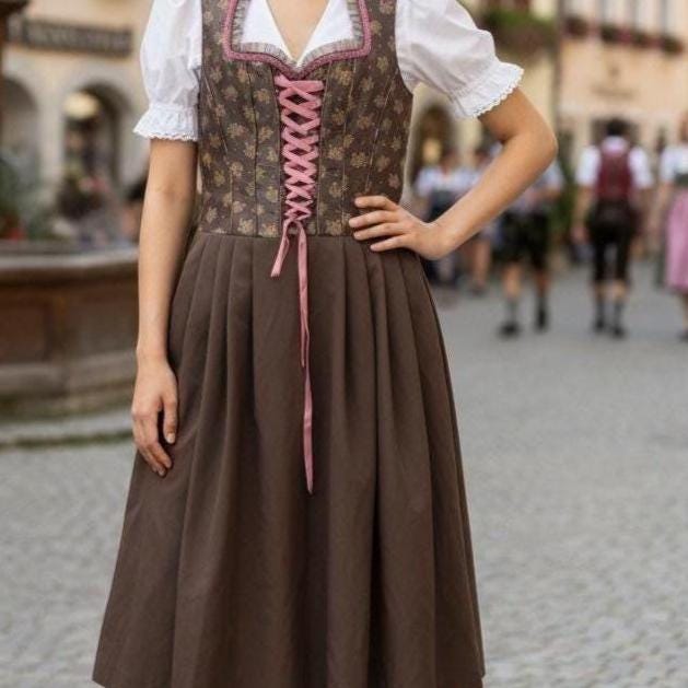 brown dirndl dress Vintage Dirndl Top Landhaus Chocolate & Pink Size 36 The oktoberfest costume is 7.30 Wlive 10-Drawer Dresser Fabric Color:700 Black