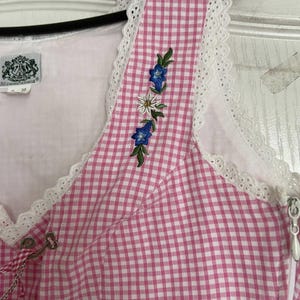 Vintage Pink Dirndl Corset Top: Traditional German Vest, Size M
