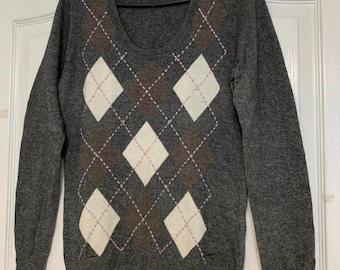 Vintage Argyle sweater y2k argyle plaid Dark academia clothing