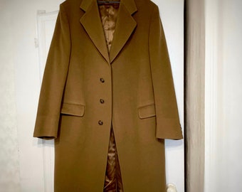 Vintage camel coat Cashmere coat men Double breasted coat XL-XXL