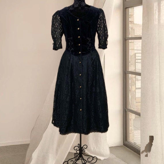Vintage whimsigoth dress Black dirndl Trachten dr… - image 2