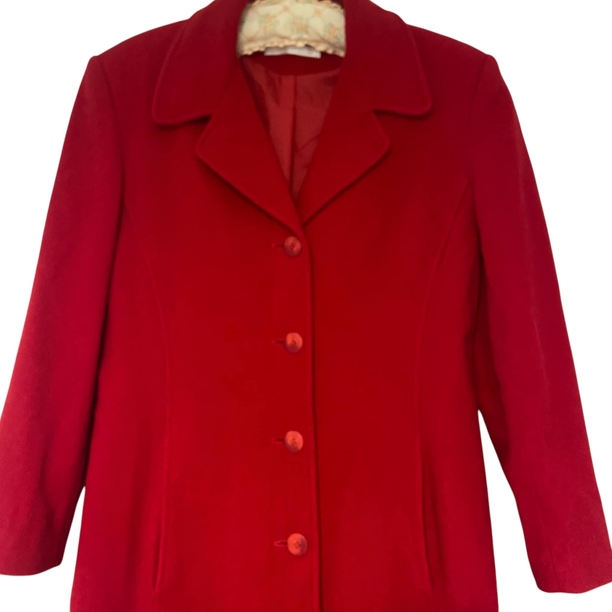 Vintage Red Wool Swing Coat: 80s Fit & Flare, Size L - Etsy