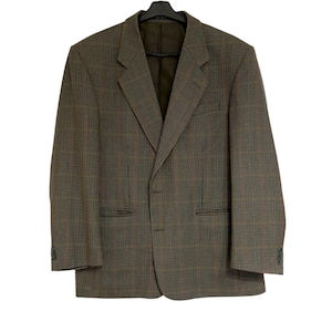 Vintage Wool Houndstooth Blazer: Oversized Plaid Check, Made in UK