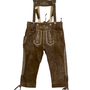 Vintage German Lederhosen Traditional Suede Trachten Trousers Bavarian Oktoberfest Attire Men&#39;s Knee Length Shorts