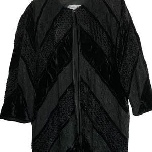 Rare Vintage Velvet Lace Jacket: Black Batwing Cardigan