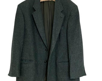 Vintage Wool Blazer Marks & Spencer Pure New Wool Jacket Sea Green Classic UK