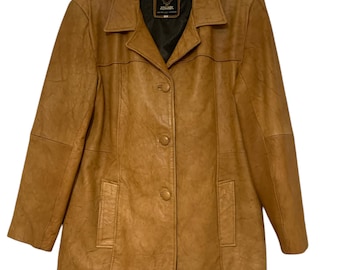Soft Vintage Leather Blazer women in Rust 90s leather jacket