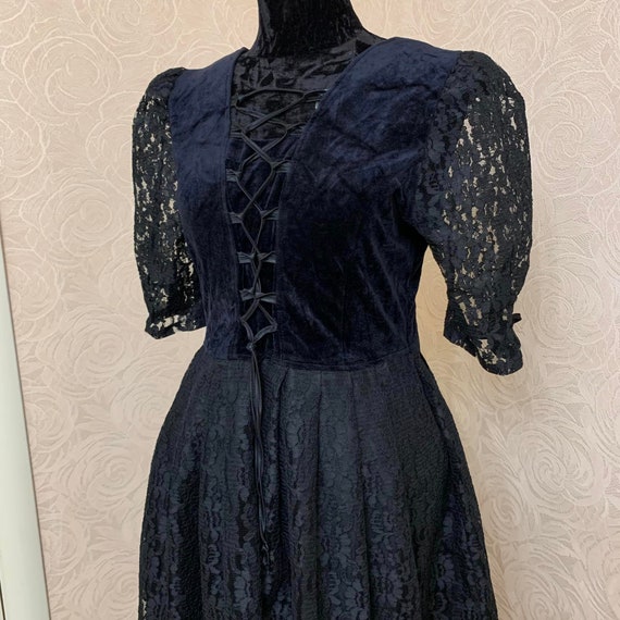 Vintage whimsigoth dress Black dirndl Trachten dr… - image 1
