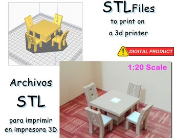Miniature Furniture - 1:20 scale miniature dining room –  STL Files For 3D Printing