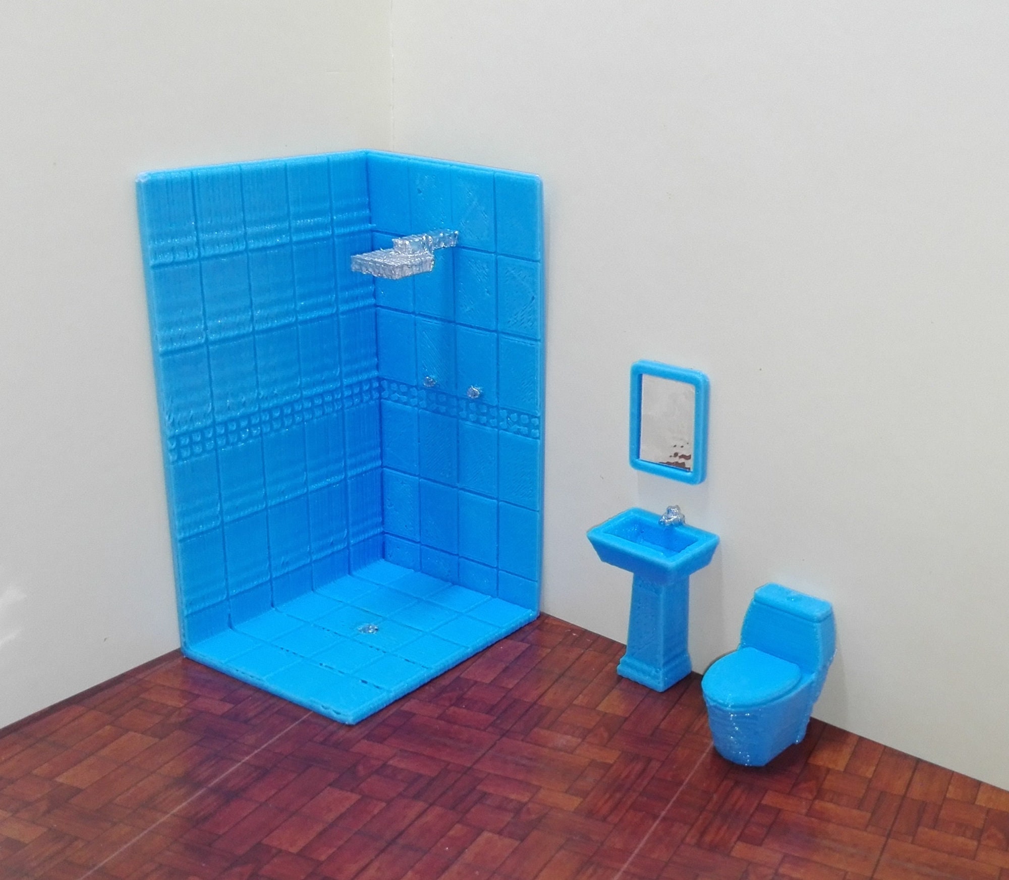 Restroom Scale Model Kit Miniature Furniture - 1:25 Scale Bathroom Shower – STL Files for 3D ...