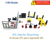 Kit Artículos para taller mecánico, garage, escala 1:64 para diorama de taller mecánico garage. Miniaturas. Archivos Stl para impresión 3D
