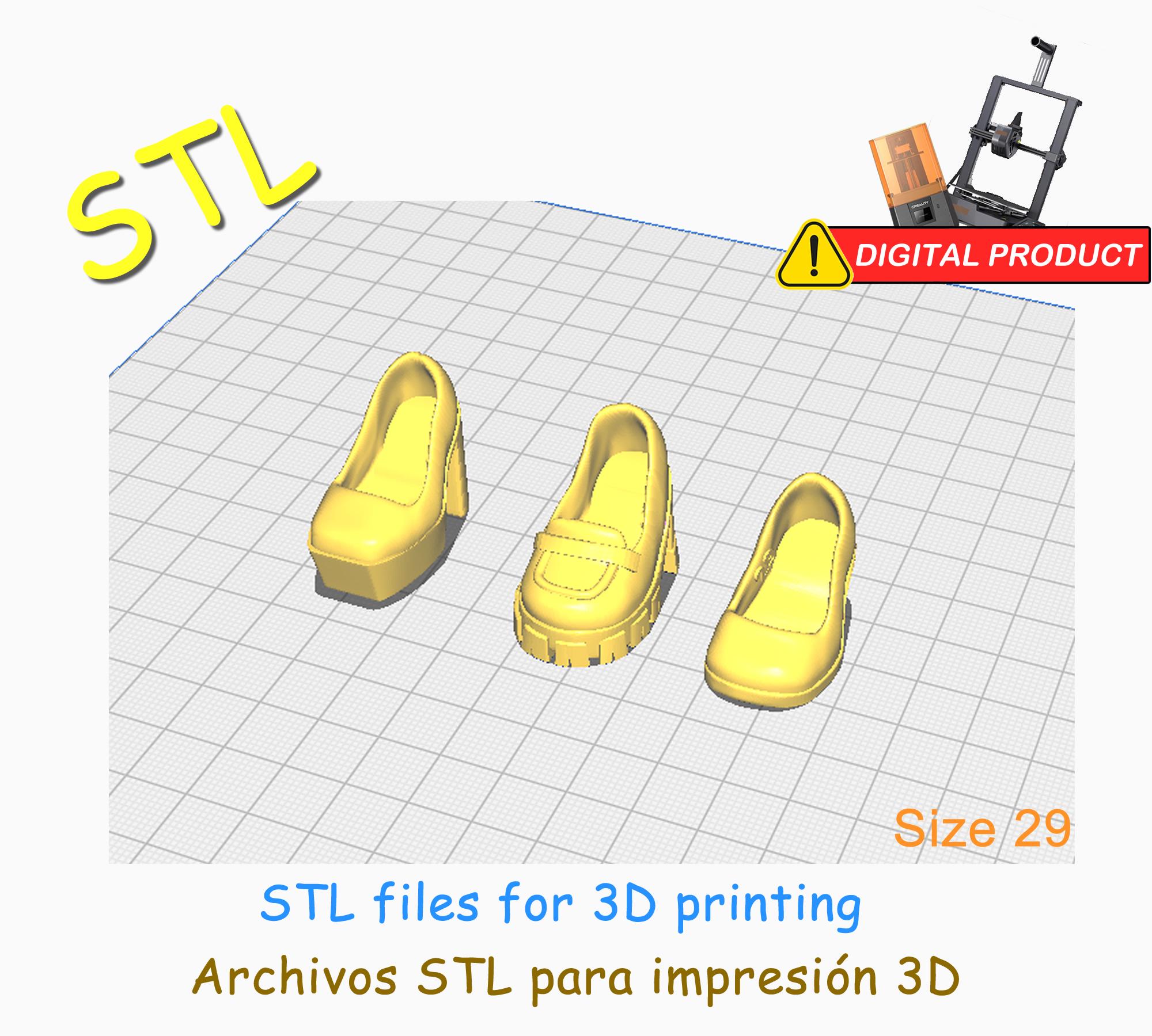 Toe Stl File 3-pair Kit of CUSTOM Shoes for Dolls With Pointed Toes 29x13mm. STL ...