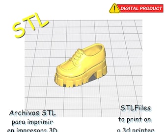 Chunky shoes and shoe box for 30cm dolls with tiptoe feet - fashion shoes - STL File -Miniature dolls