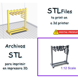 Clothes rack and hangers for 1:12 scale dolls -STL files for 3D printer