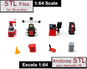 1:64 scale automotive items for car mechanic workshop diorama - garage - Miniatures - STL files for 3D printer