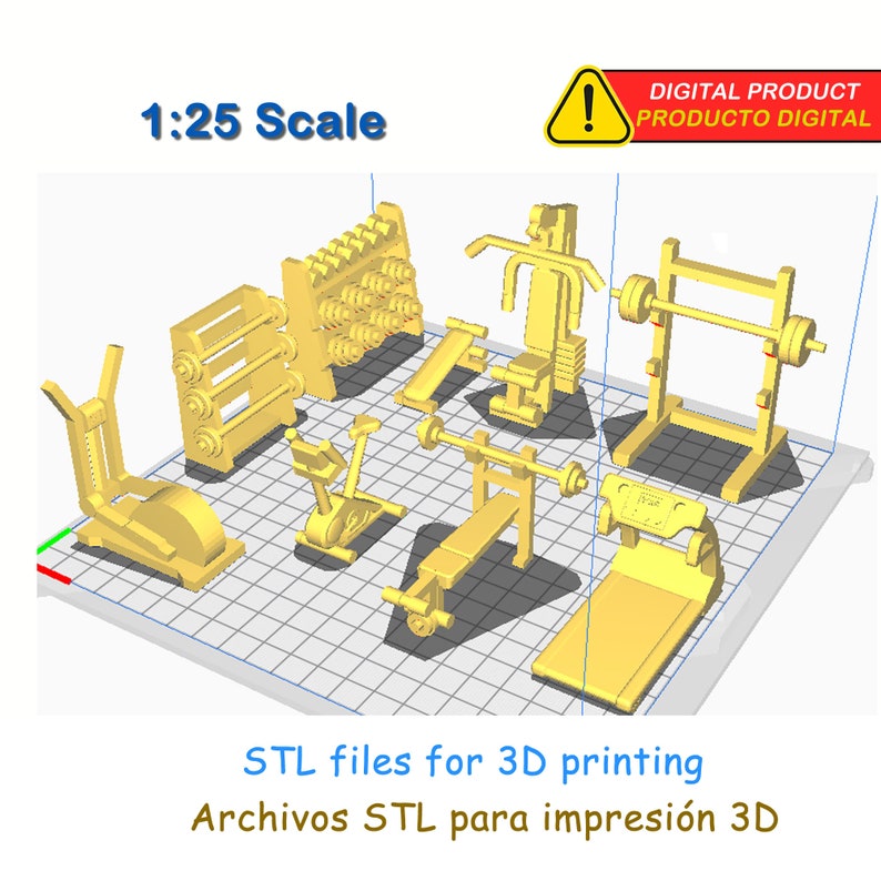 Kit items for gym 1:25 Miniature Furniture STL Models For 3D Printing digital download image 1