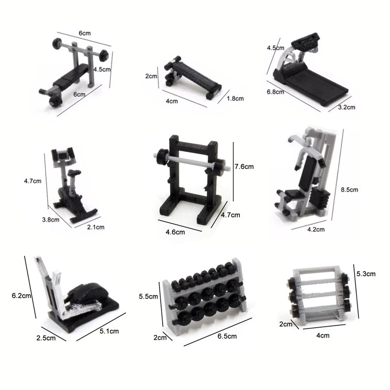 Kit items for gym 1:25 Miniature Furniture STL Models For 3D Printing digital download image 2