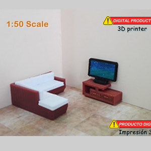 Miniature Furniture - Television Room corner sofa - 1:50 Scale –  STL Models For 3D Printing –digital download