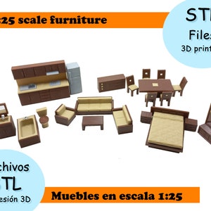 Miniature Furniture - 1:25 scale House furniture kit –  STL Models For 3D Printing –digital download