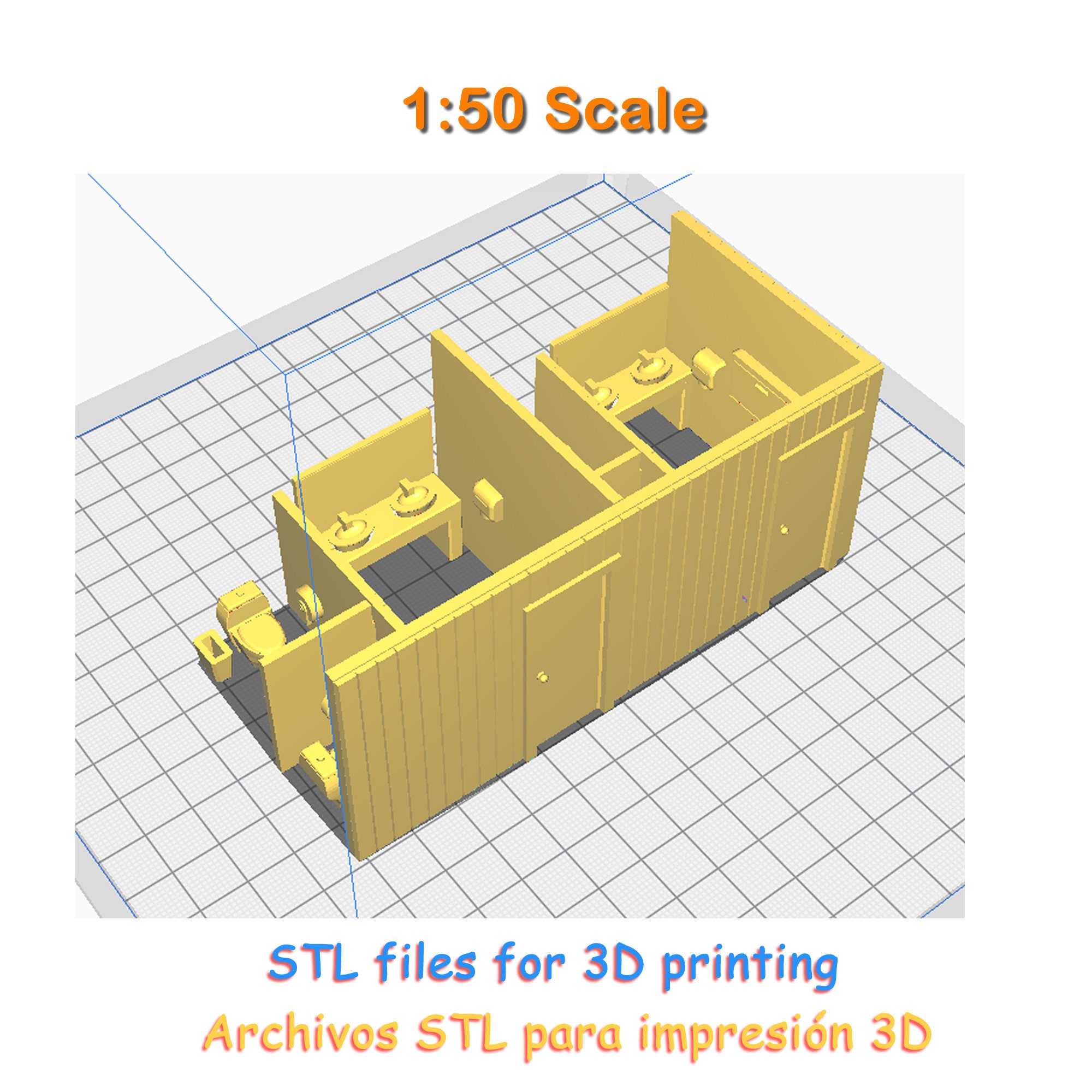 Restroom Scale Model Kit Restroom - 1:50 Scale Bathroom – STL Models for 3D Printing –digital ...
