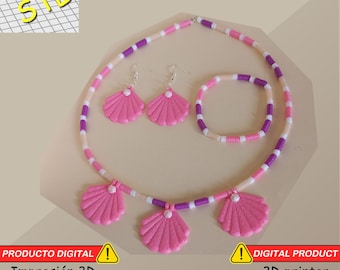 Supplies to create earrings and seashell necklace / 2 sizes / STL digital file for 3D printer