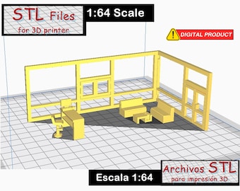 1:64 scale ítems / Reception, waiting room, partition panel / DIGITAL PRODUCT /  workshop diorama / STL files for 3D printer / Miniatures
