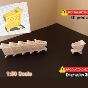 積み重ね可能なショッピング カート - 1:50 スケール - 3D プリント用の STL ファイル - ジオラマ モデル用のミニチュア アイテム