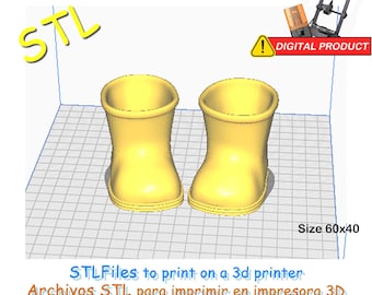 Rain boots for dolls with 60x40 mm feet. STL files for 3D printing. Miniature.