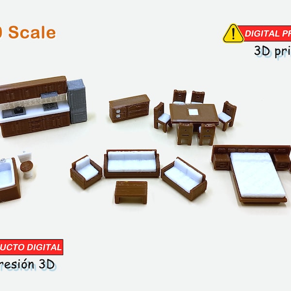 Meubles miniatures – Kit de meubles de chambre à l’échelle 1:50 - Fichiers STL pour l’impression 3D
