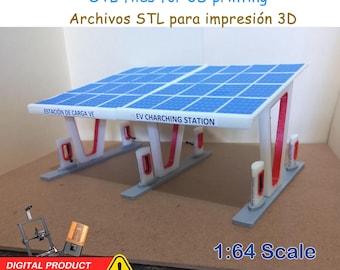 Electric Vehicle Charging Station 1:64 scale for car diorama. Miniatures. STL FILES for 3D printing. EV Charging Station.