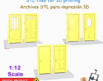 Miniature Furniture – 1:12 scale house door kit - STL files for 3D printing -digital file
