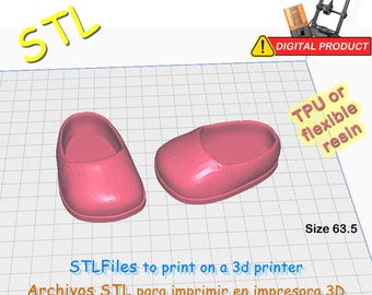 Shoes for 18" (45cm) doll. STL files for 3D printer. For use with TPU filament or flexible resin. STL files for 3D printer.- Miniatures.